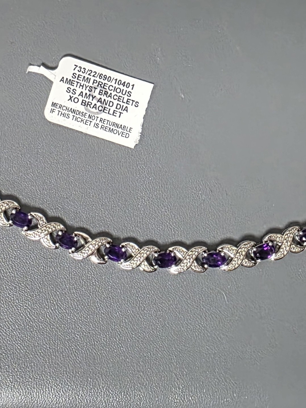Macy's Amethyst and Silver Twisted Link Bracelet - Purple